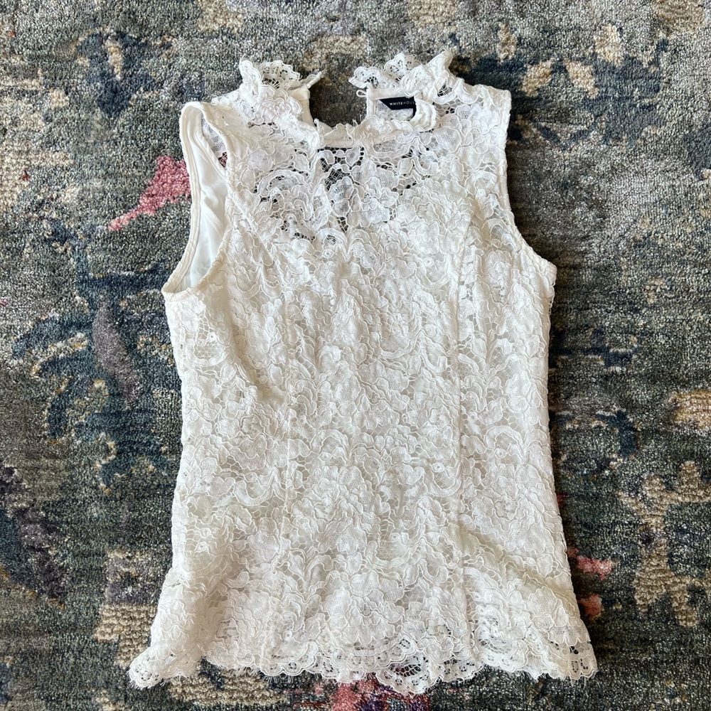 WHBM White Lace Dressy Tank with Camisole